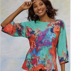 Soft Surroundings Marciana Bright Abstract Top